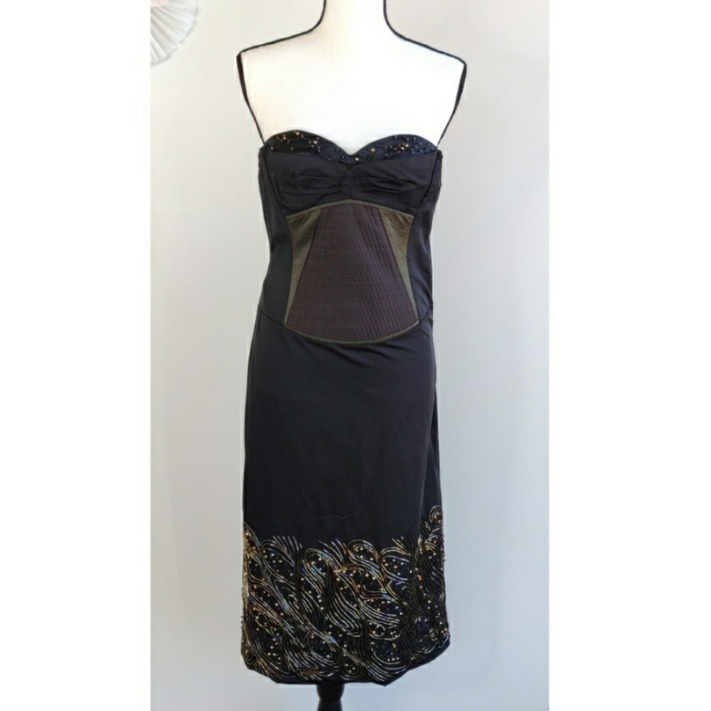 BCBGMax Azria formal strapless corset midi dress